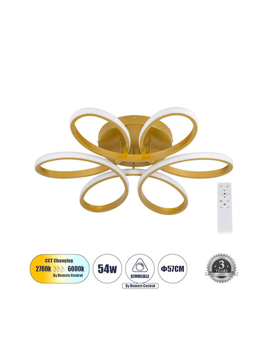 GloboStar Margaret Ceiling Mount Light 57cm Gold with Integrated LED and Remote Control