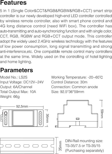 GloboStar Ασύρματο RGBW Controller Wi-Fi 71415