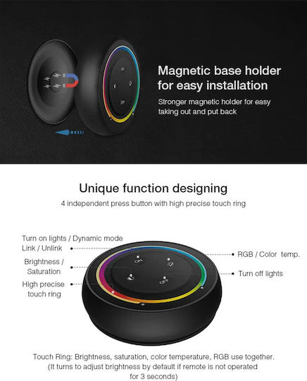 GloboStar Dimmer Switch with LED Touch Frame in Black Colour