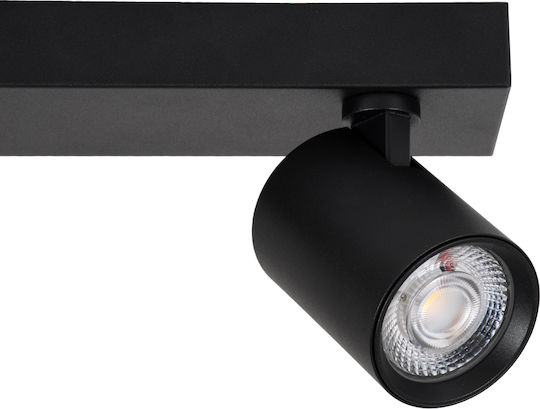 GloboStar Leonardo Triplu LED Alb Natural Spot în Culoare Negru