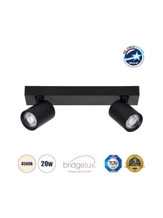 GloboStar Leonardo Double LED Natural White Spot in Black Color