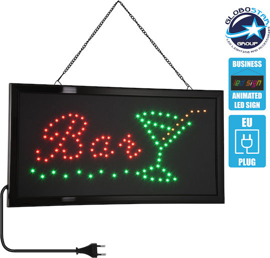GloboStar Motion LED Sign One - Sided 48x25cm Red / Orange / Green