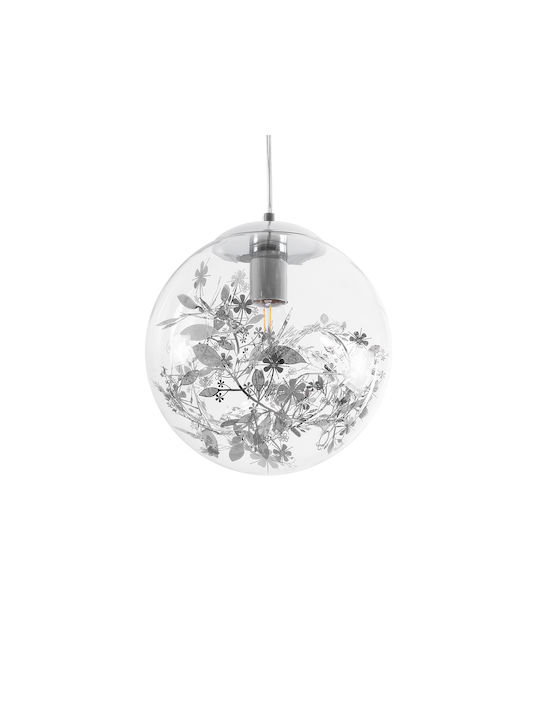 GloboStar Harper Deckenleuchte Silber Kugel mit Lampenbirnensockel E27 25x25x30cm