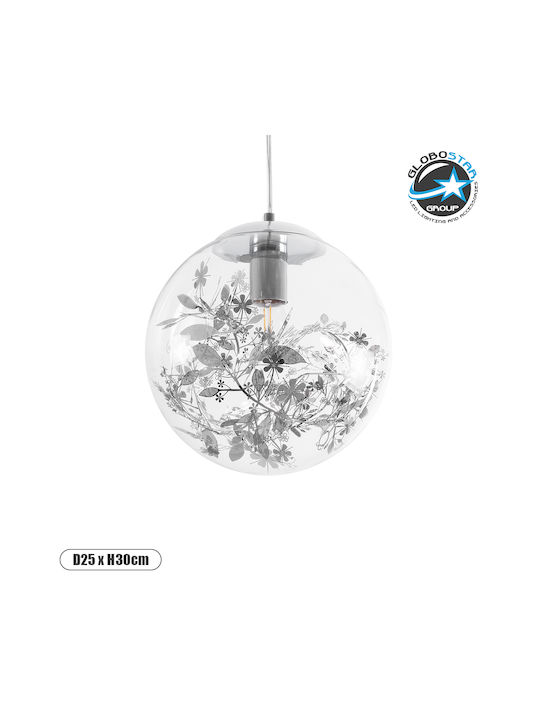 GloboStar Harper Deckenleuchte Silber Kugel mit Lampenbirnensockel E27 25x25x30cm