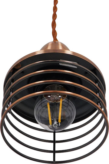 GloboStar Manhattan Κρεμαστό Φωτιστικό Χάλκινο με Ντουί E27 11x11x14εκ.