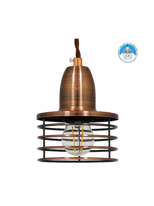 GloboStar Manhattan Κρεμαστό Φωτιστικό Χάλκινο με Ντουί E27 11εκ.
