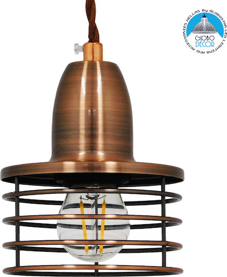 GloboStar Manhattan Κρεμαστό Φωτιστικό Χάλκινο με Ντουί E27 11x11x14εκ.
