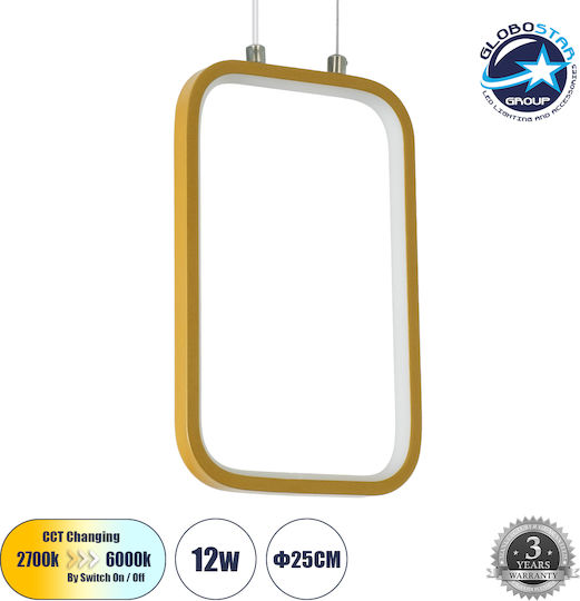 GloboStar Deroba Deckenleuchte Gold LED mit Verstellbarem Weißlicht 16x25.5x25.5cm