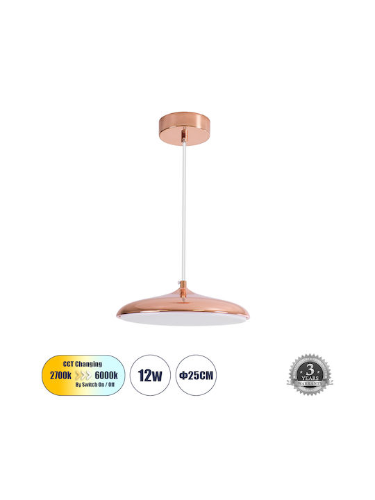 GloboStar Baron Lumini Suspendate Cupru LED Cu Bianco Reglabil Lumină Cu Pantaloni Evazați 25x25cm
