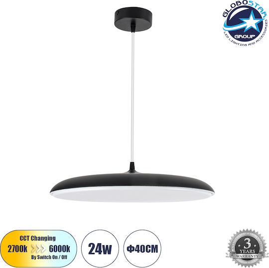 GloboStar Baron Lumini Suspendate Negru LED Cu Bianco Reglabil Lumină Cu Pantaloni Evazați 40x40cm