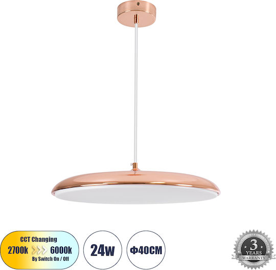 GloboStar Baron Ceiling Light Copper LED with Adjustable Warm to Cool White Light Bell 40x40cm