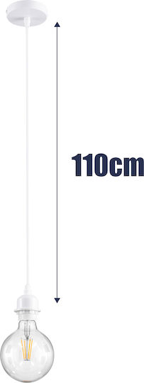 GloboStar Hanna Pendant Light White with Rope for Socket E27 5x18x110cm