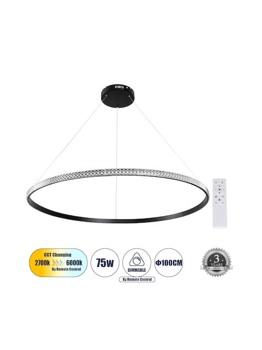 GloboStar Diamond Pendant Light Black 106x106cm