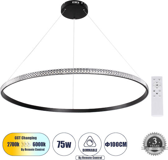 GloboStar Diamond Pendant Light Black 106x106cm