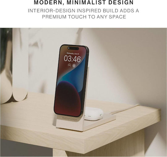 Native Union Безжично зарядно Qi2 и кабел USB-C 15W Черен (Rise)