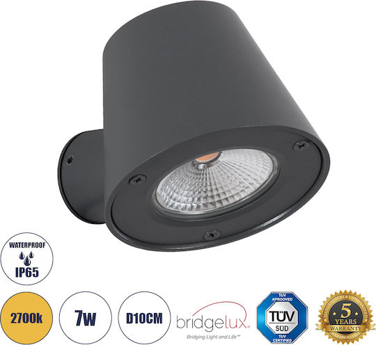 GloboStar Gardenia Wall-Mounted Outdoor Lighting Spot LED IP65 7W with Warm White Light Double Beam 9.5x13x7.7cm