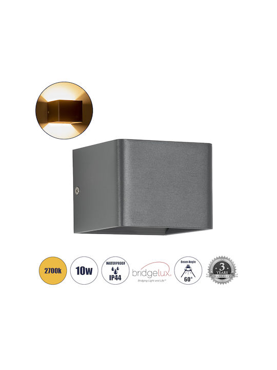 GloboStar Circoa Стенен Външен Плафон LED IP44 10W с Топло бяло Светлина Двоен лъч 10x8x10εκ.