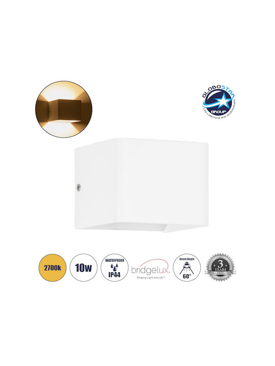 GloboStar Circoa Wall-Mounted Outdoor Ceiling Light LED IP44 10W with Warm White Light Double Beam 10x8x10εκ.
