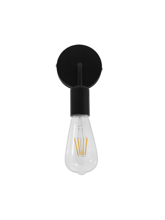 GloboStar Don Vintage Wall Lamp with E27 Lamp Bulb Base Black 7x16x16cm
