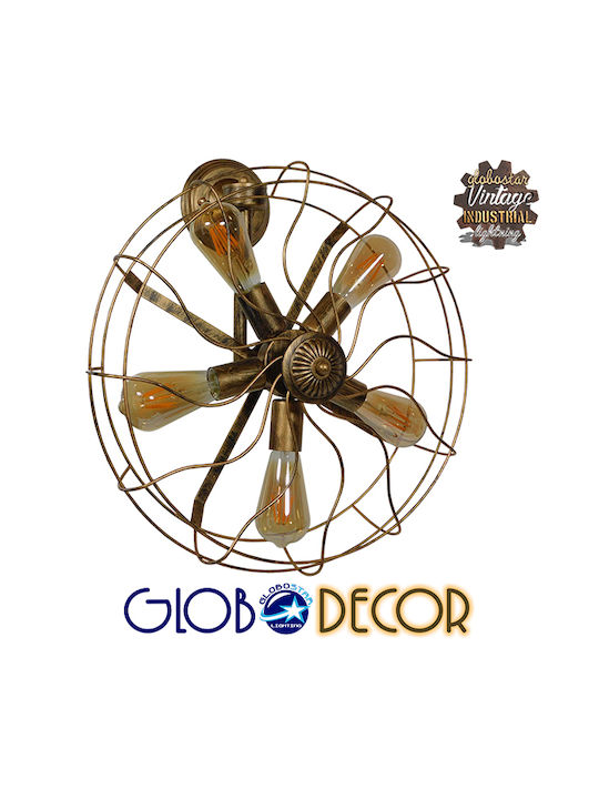 GloboStar Erafan Индустриално Светлинно Тяло За Стена с Цокъл E27 Кафяво 46x46x46см