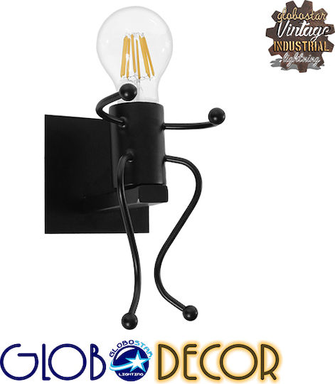 GloboStar Joyce Modern Lamp Wall with Socket E27 Black 12x19x17cm