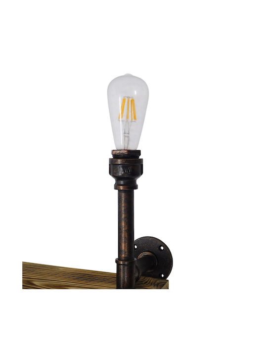 GloboStar Enimas Industrial Φωτιστικό Τοίχου με Ντουί E27 Μπρούτζινο 65x76εκ.