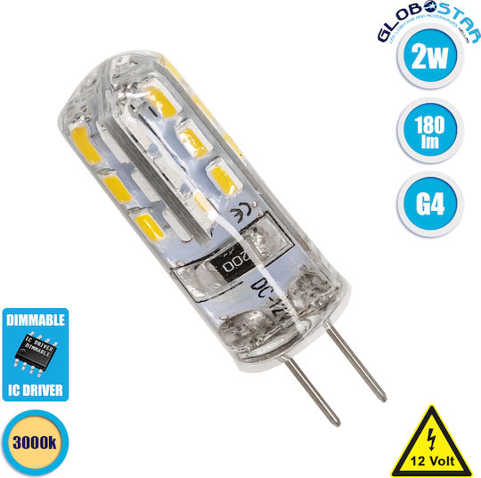 GloboStar LED Bulb 2W for Socket G4 Warm White 180lm Dimmable