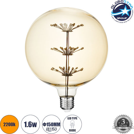 GloboStar LED Bulb 3W 195mm for Socket E27 Warm White 300lm