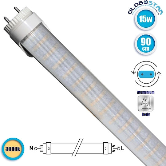 GloboStar LED Bulb 15W Fluorescent Type 90εκ. for Socket G13 and Shape T8 Warm White 1300lm