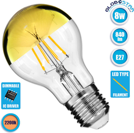 GloboStar Edison Retro LED крушка 8W 110mm за фасунга E27 и форма A60 Топло бяло 840лм Димируем
