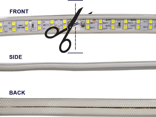 GloboStar Rezistent la apă Bandă LED 220V Alb Rece Lumină 1m Tip SMD2835