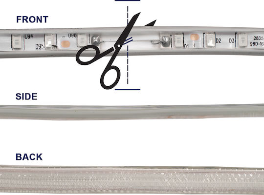 GloboStar Αδιάβροχη Ταινία LED 220V Κόκκινο Φως 1m Τύπου SMD2835