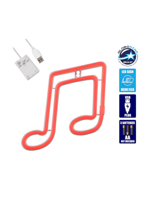 GloboStar Music Note Dekorative Lampe Abbildung Rot