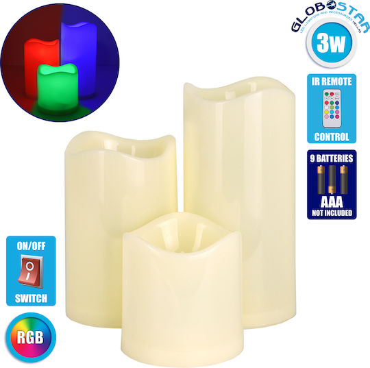 GloboStar Dekorative Lampe Wachs-Politur Mehrfarbig 3Stück