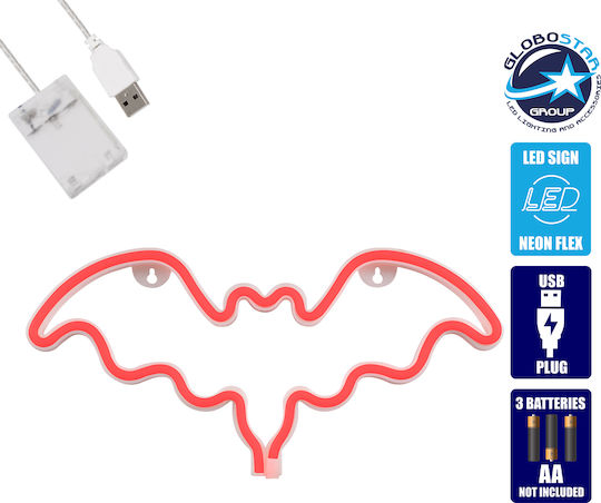 GloboStar Neon Διακοσμητικό Φωτιστικό Batman LED Φιγούρα 35.5x16εκ.