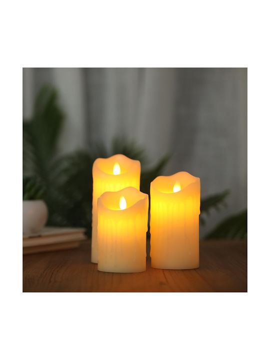 GloboStar Dekorative Lampe Wachs-Politur Weiß 3Stück