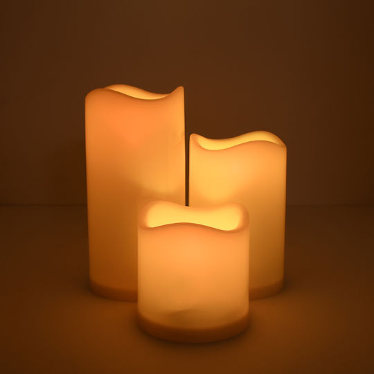 GloboStar Lămpi Decorative Pentru Masă LED Alb Cald Lumânare 3 Buc