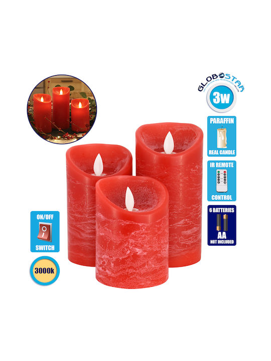 GloboStar Decorative Lighting LED Warm White 3000K Wax Polish 3pcs 7.5x7.5cm