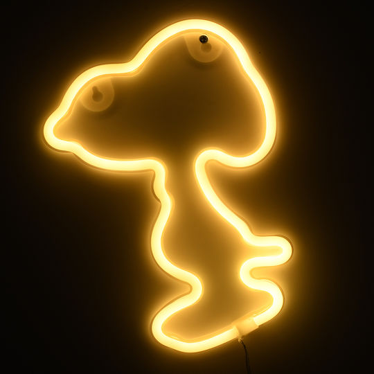 GloboStar Neon Διακοσμητικό Φωτιστικό Snoopy LED Θερμό Λευκό 2700K Φιγούρα