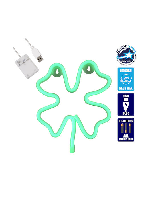 GloboStar Neon Διακοσμητικό Φωτιστικό Four Leaf Clover LED Φιγούρα