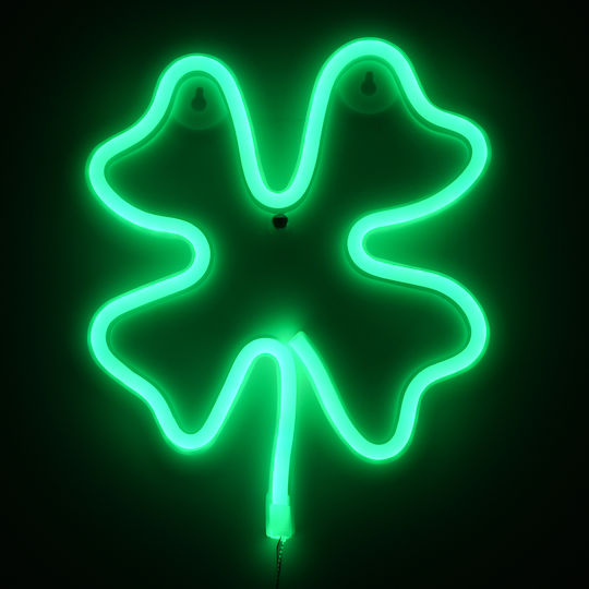 GloboStar Neon Διακοσμητικό Φωτιστικό Four Leaf Clover LED Φιγούρα