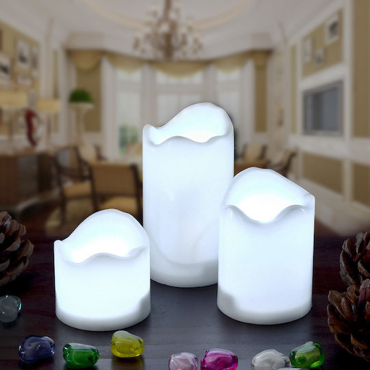 GloboStar Dekorative Lampe Wachs-Politur Weiß 3Stück