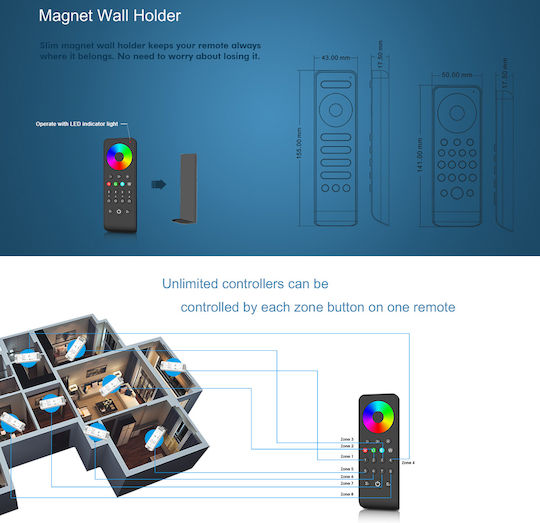 GloboStar RT10 Skydance Wireless RGBW and RGB Controller Touch RF Hand Tool 71574
