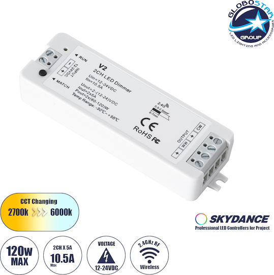 GloboStar Ασύρματο Dimmer και Controller για Ρυθμιζόμενο Λευκό RF Χειρός 71564