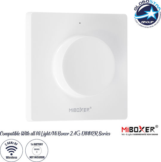GloboStar Wall Mounted Dimmer Switch with Frame LED Rotary in White Color