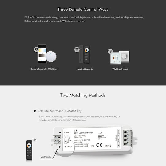 GloboStar Ασύρματο Dimmer και Controller για Ρυθμιζόμενο Λευκό RF Χειρός 71564
