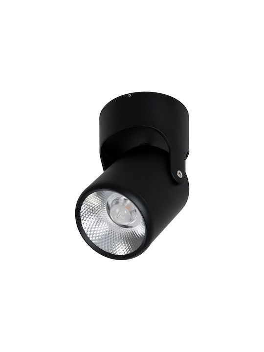 GloboStar Единично LED Топло бяло Спот в Черен Цвят