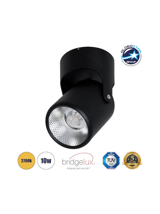 GloboStar Единично LED Топло бяло Спот в Черен Цвят