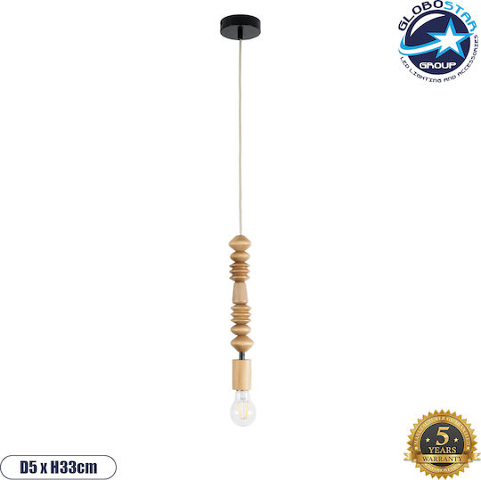 GloboStar Beads Pendant Ceiling Light Beige with E27 Socket 5x5x33cm