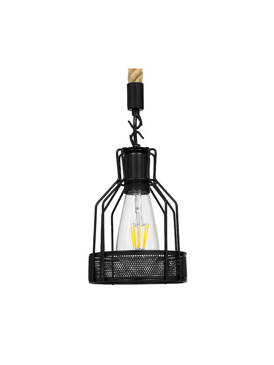 GloboStar Mason Pendant Light Black with Rope for Socket E27 25x15x24cm